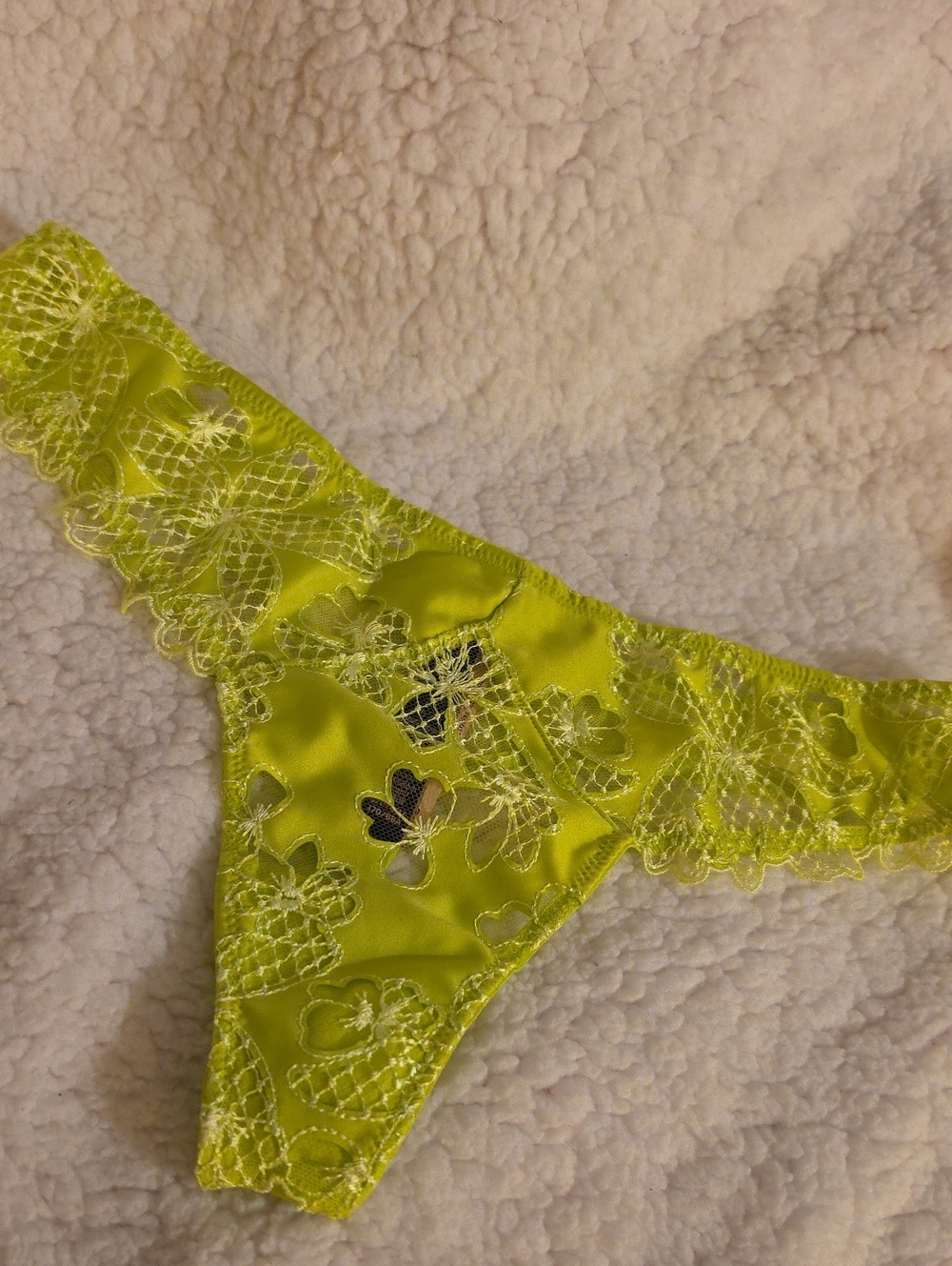 Nwt Victoria's Secret Neon Lime Lace Embroidered Thong. Reg. $39.50 Each